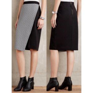 Anthropologie Black Two-Tone Pencil Skirt- Size 2P